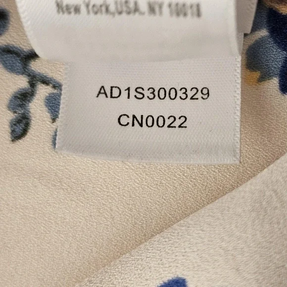 Adrianna Papell Blouse Womens Small Floral V Neck Long Sleeve Blue Yellow Top - Picture 10 of 11